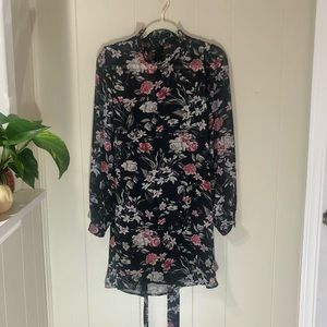 LUCCA Black Floral Hugh Neck Dress